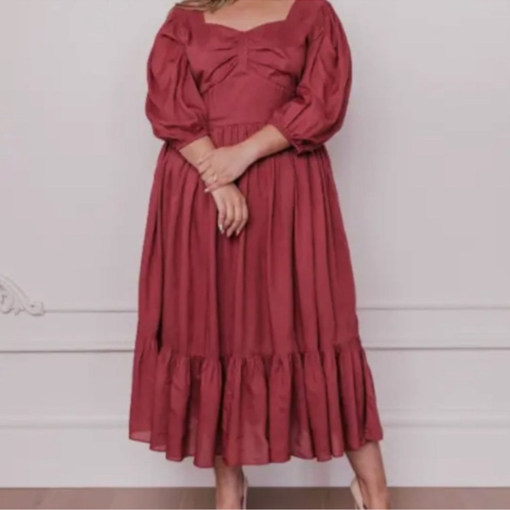 Jessakae Collection midi dress in red pear 2XL EUC